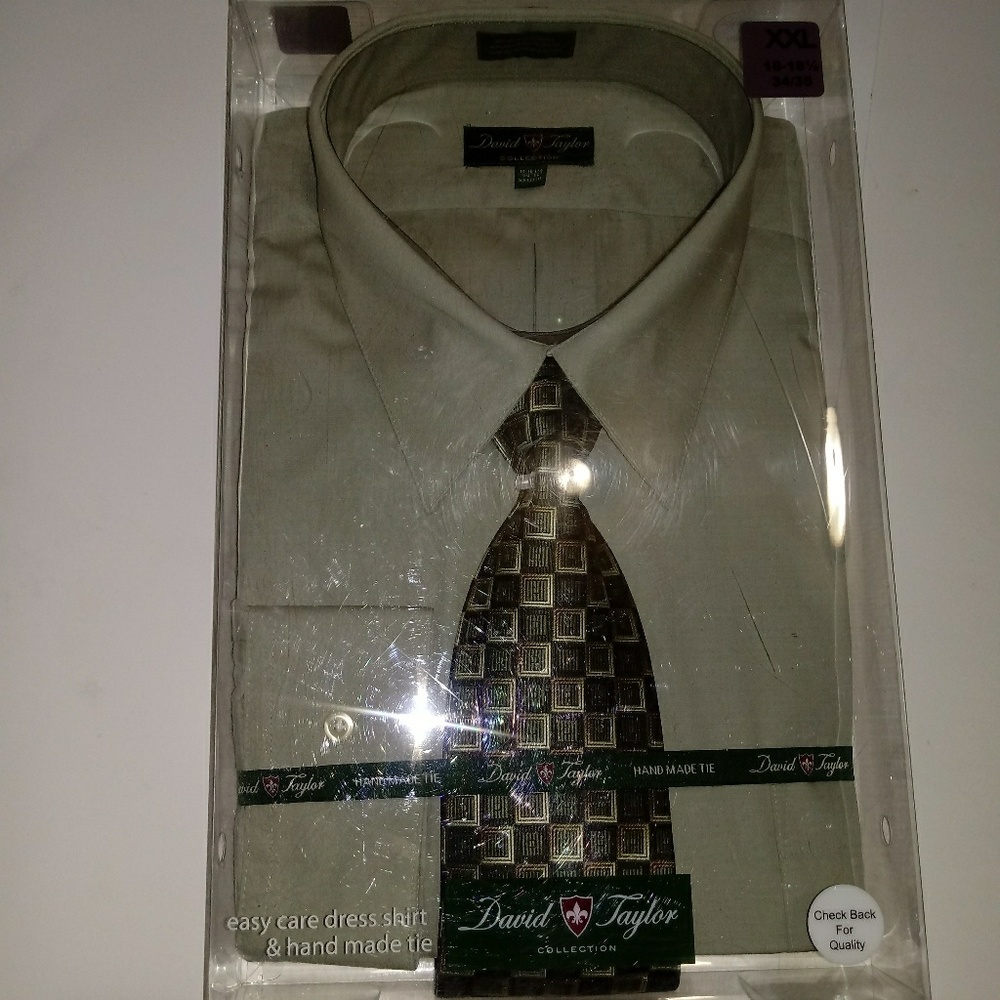 David Taylor Collection Shirt & Tie Set XXL